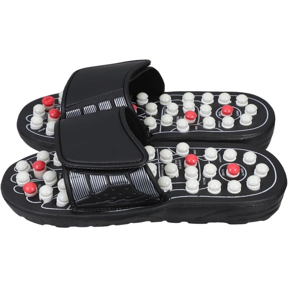 Acupressure Slippers Adjustable Straps Rubber Non Slip Sole Textured Bead Footbed for Indoor Outdoor Use