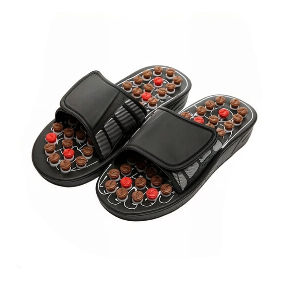 Acupressure Slippers, Reflexology Sandals with 360° Rotating Massage Nodes, Adjustable Strap Non-Slip Acupressure Shoes, Foot Therapy Massager for Home, Bathroom & Indoor Use