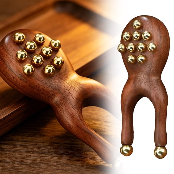 Acupressure Tool, Sandalwood Brass Bead Massager for Face, Sculpting and Pressure Point Tool for Relaxation, Body and Skin Care Routine - 10*4