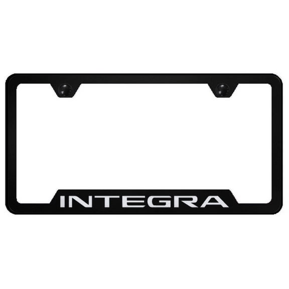 Acura Integra Logo Black Finish Notched License Plate Frame Official Licensed