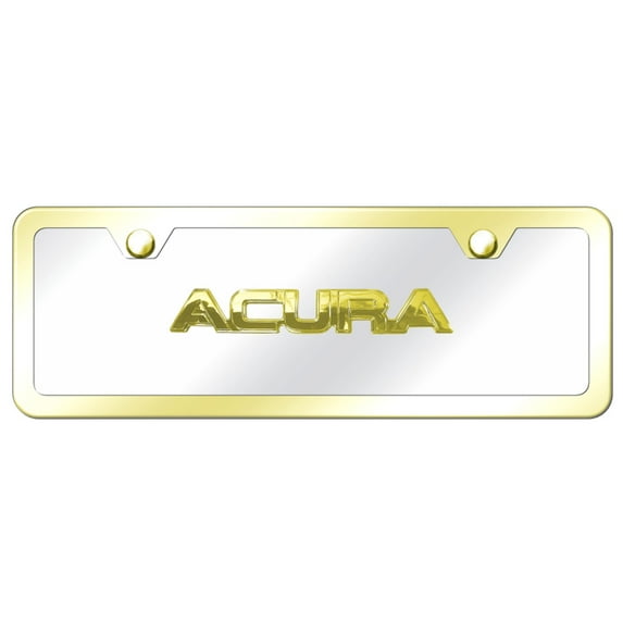 Acura Name Mini License Plate Kit (Gold on Mirrored)