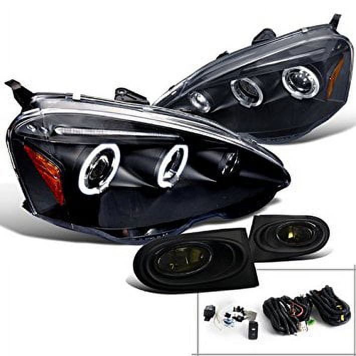 Acura RSX Black Dual Halo LED Projector Headlights+Smoke Fog Lights