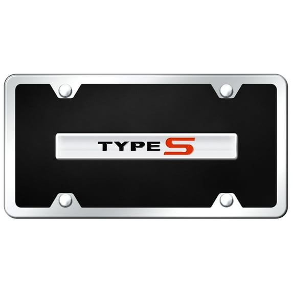 Acura Type-S Name Acrylic License Plate Kit (Chrome on Black)