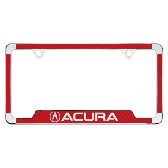 Acura Wordmark with logo Red Carbon Fiber Vinyl Inlay License Plate Frame Holder