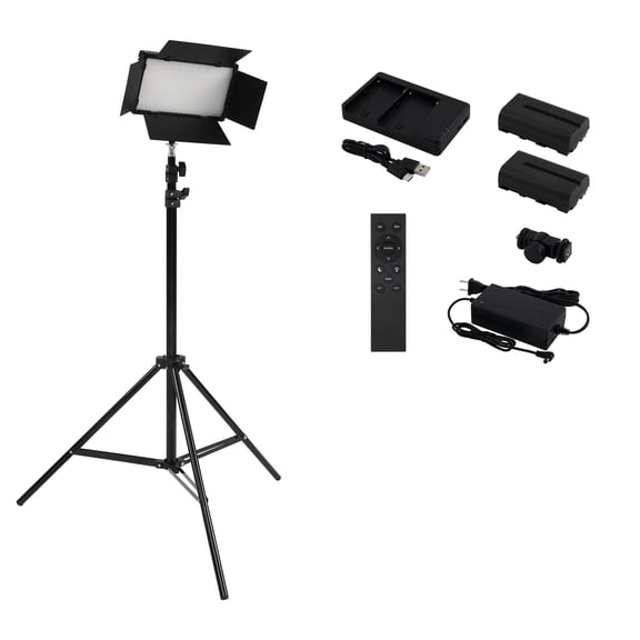 Acurit Colorview Lux Studio Light Professional Studio Lights Photography Lighting Kit w/ 3 Color Temps 4 Metal Barn Doors 4160 Lumens LED w/ Remote AC Power Supply 6'6" Light Stand with Battery Pack