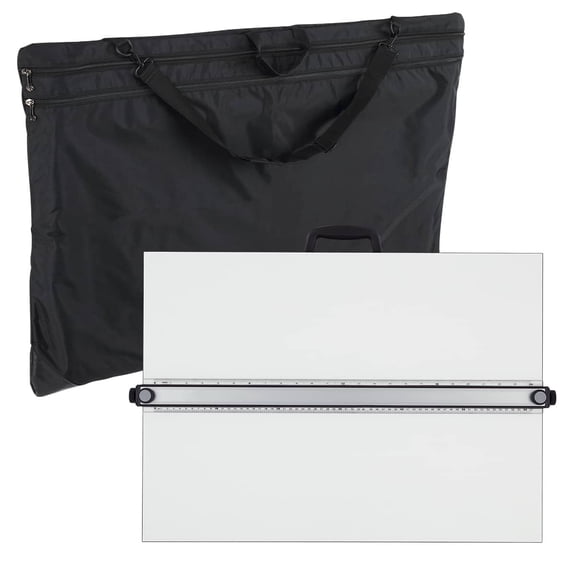 Acurit PXB 24 x 36 Drawing Board & Travel Bag for Artists & Designers - Portable Workspace for Drawing, Sketching, Drafting, Painting - Fixed Angled Laminated Surface w/ Ruler & Parallel Motion Bar