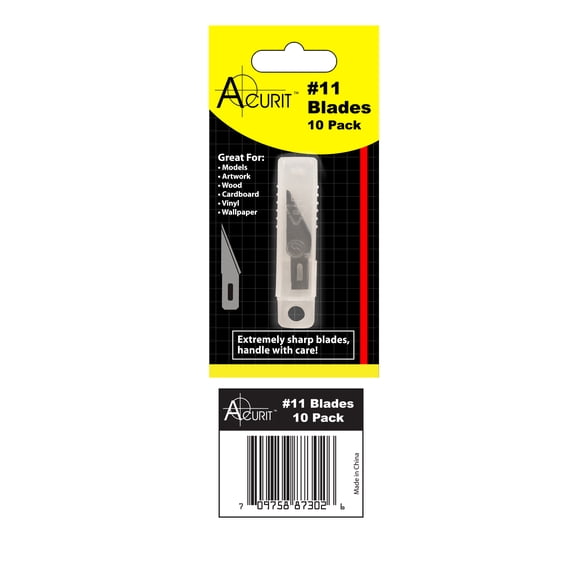 Acurit Precision Cutter Hobby Craft Blade Carving Art Utility Razor Blades Tool Scrapbooking Stencil - 10 Pack of Replacement Blades