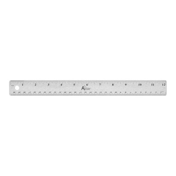 Acurit Stainless Steel 12 Inch Ruler Cork Back Measuring Ruler, Used for Drafting, Measuring, Drawing, Art