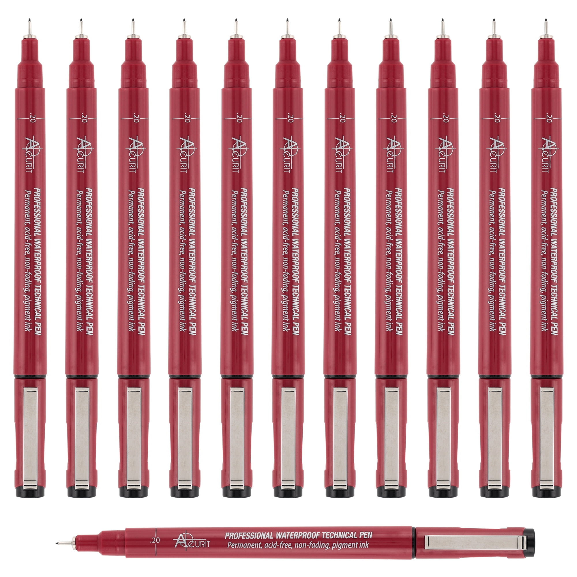 Acurit Technical Waterproof Ink Pen Set of 6, Assorted Nibs