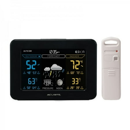 Acurite 02027A1 Color Weather Station with Temperature, Humidity Monitor, and Weather Forecaster (Dark Theme)