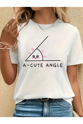 Acute Angle Math Teacher Joke For Geometry Trigonometry Nerd T-Shirt, Casual Crew Neck Short Sleeved Summer Top
