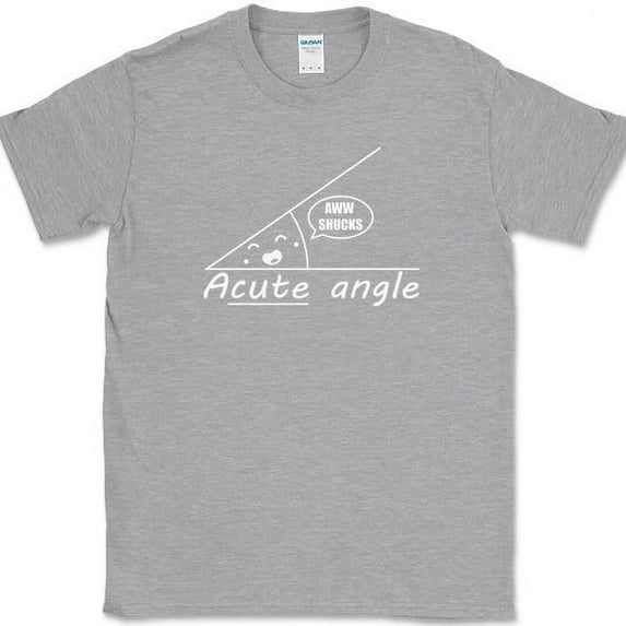 Acute Angle T-Shirt Funny Math Cute Humor Gift Joke Novelty Tee - Heather Grey, XL