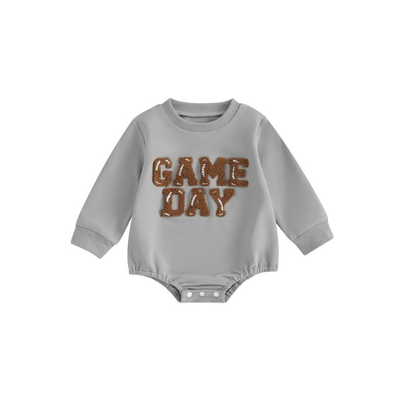 Acuteok Baby Boys Girls Sweatshirts Rompers Letter Embroidery Crew Neck Long Sleeve Infant Jumpsuits Fall Clothes Bodysuits