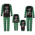 thumbnail image 1 of Acuteok Family Matching Christmas Pajamas, Elf Letter Print Long-Sleeved Tops + Plaid Pattern Trousers Glow at Night Sleepwear, 1 of 10