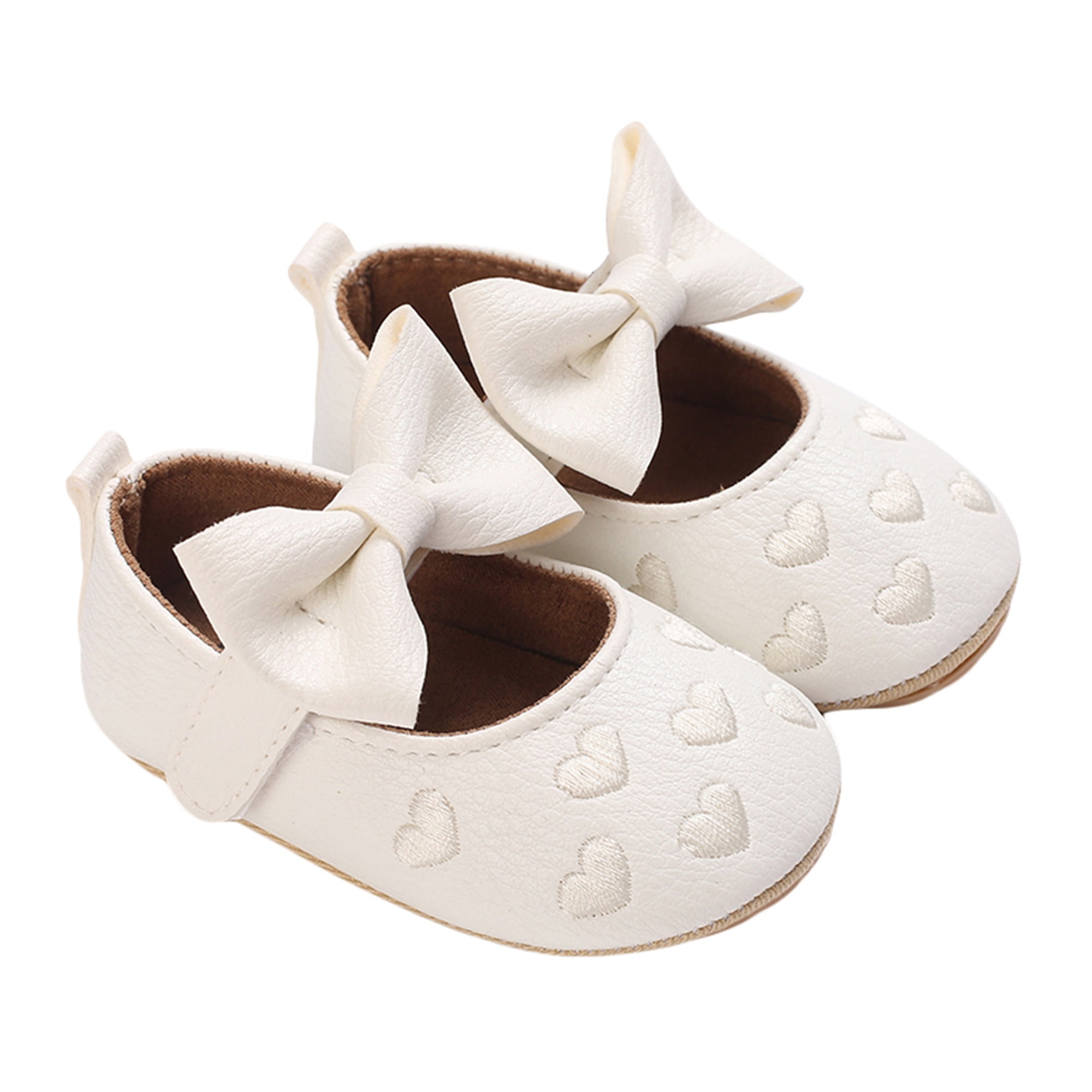 Acuteok Infant Baby Girls Princess Shoes, Heart Jacquard Bowknot NonSlip Wedding Slippers