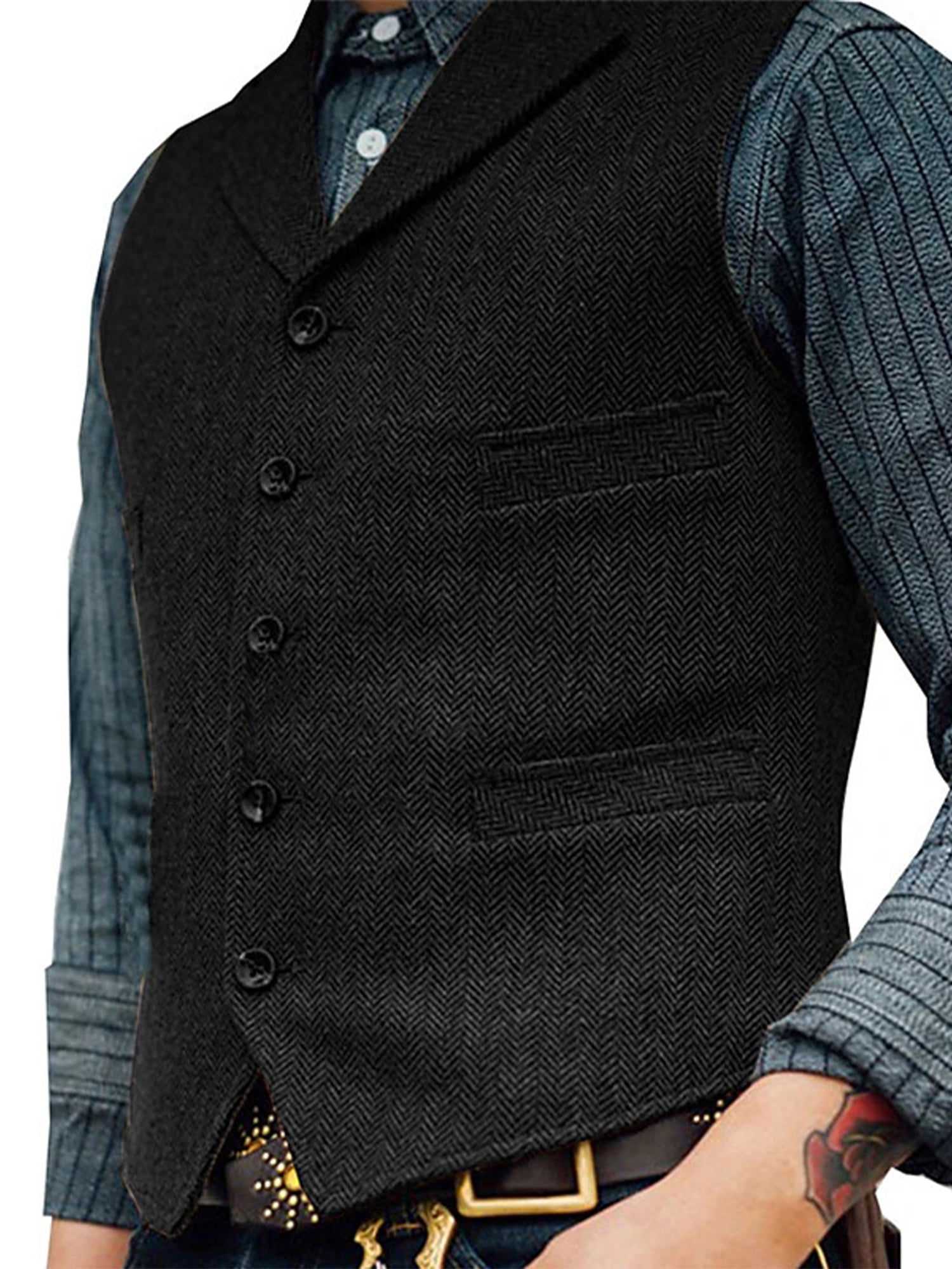 Acuteok Men's Business Vests Solid Color Lightweight Casual Waistcoat ...