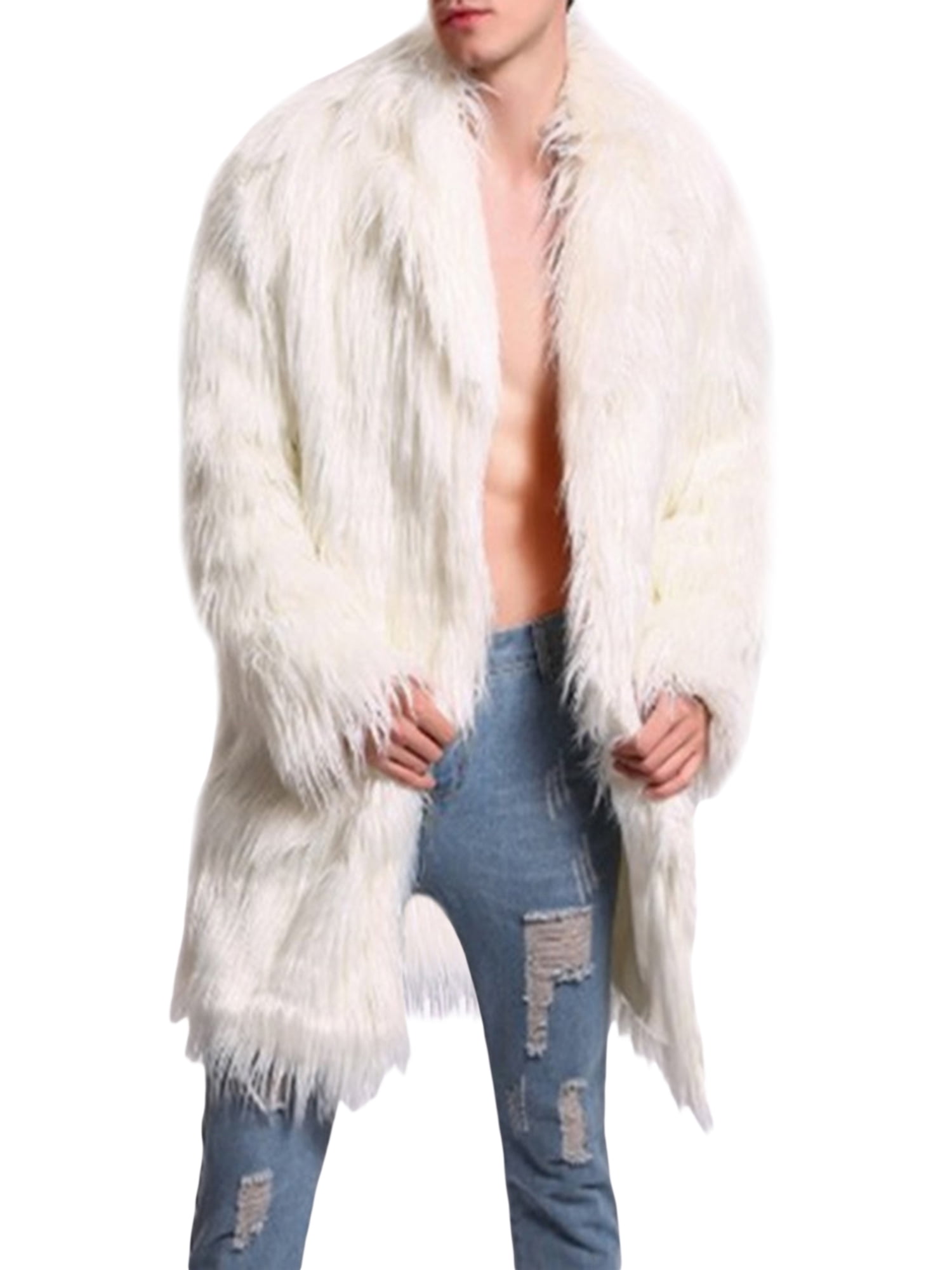 Acuteok Men s Winter Coat Long Sleeve Lapel Collar Open Front Furry acuteok-men-s-winter-coat-long-sleeve-lapel-collar-open-front-furry