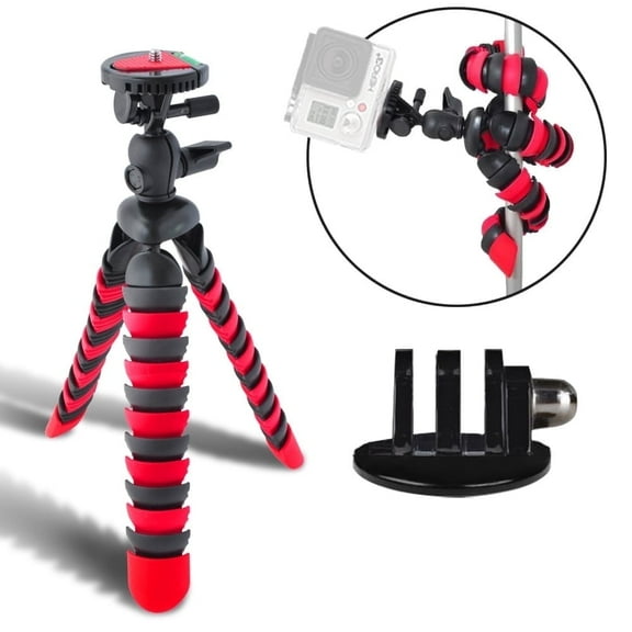 Acuvar 12" Inch Flexible Tripod w/ Wrapable Legs + Quick Release Plate Goes For All GoPro Hero Cameras + Tripod Mount