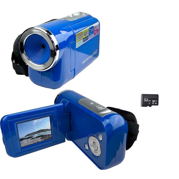 Acuvar 16MP Digital Video Camera Camcorder 2.4 Inch Screen 16X Zoom Full HD + 32GB Card Vlogging Camera Recorder Video Camera for Youtube (Blue + 32GB Card)