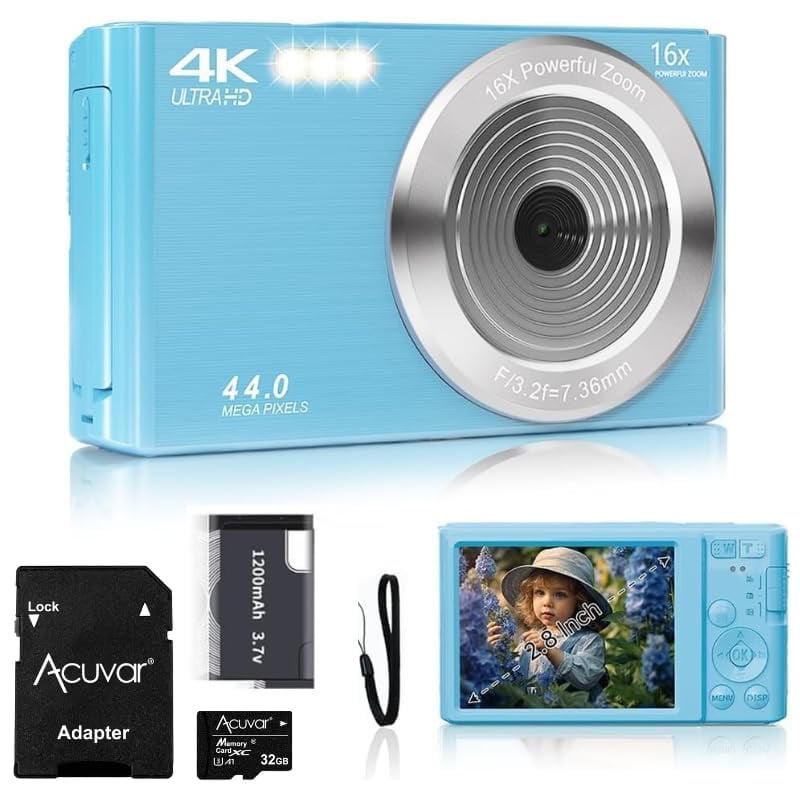 Digital Camera 44MP 4K Blue