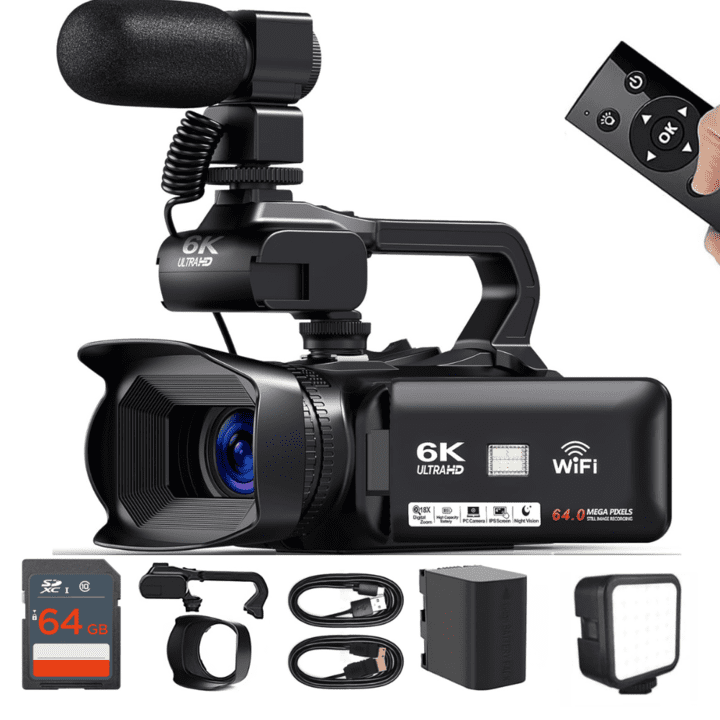 LOENTIR 5K Video Camera 64MP Camcorder IR Night Vision Vlogging Came