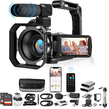 Acuvar 4K Video Camera Camcorder 48MP Auto Focus Vlogging Camera for YouTube 60FPS 18X Zoom Digital Camera WiFi, Mic, Stabilizer, 2 64GB SD Cards, 50" Tripod, Case, Dual Charger, Card Reader, Remote