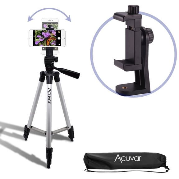Acuvar 50 Inch Phone Tripod with Rotating Mount, Adjustable Aluminum Smartphone Tripod with carry bag
