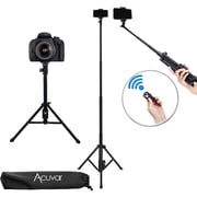 Acuvar 54 Inch Aluminum Extendable Monopod Tripod/Selfie Stick with Universal Smartphone Mount + Wireless Remote Control Camera Shutter for All Smartphones iPhones Android Samsung