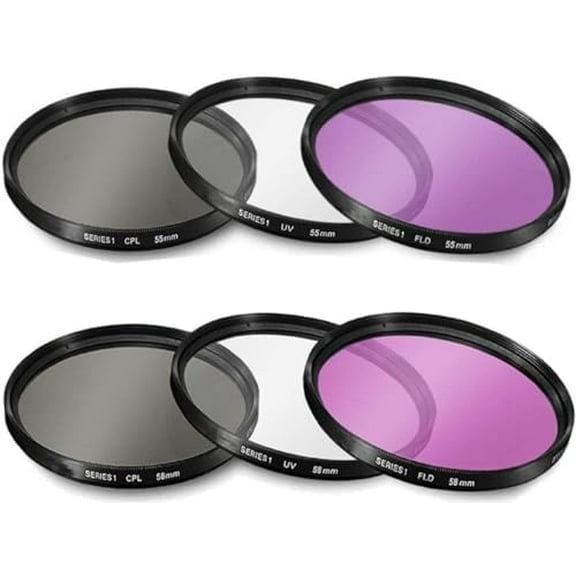 Acuvar 55mm and 58mm Multi-Coated 3 Piece Filter Kit (UV-CPL-FLD) for Nikon D3500, D5600, D3400 DSLR Camera with Nikon 18-55mm f/3.5-5.6G VR AF-P DX and Nikon 70-300mm f/4.5-6.3G ED