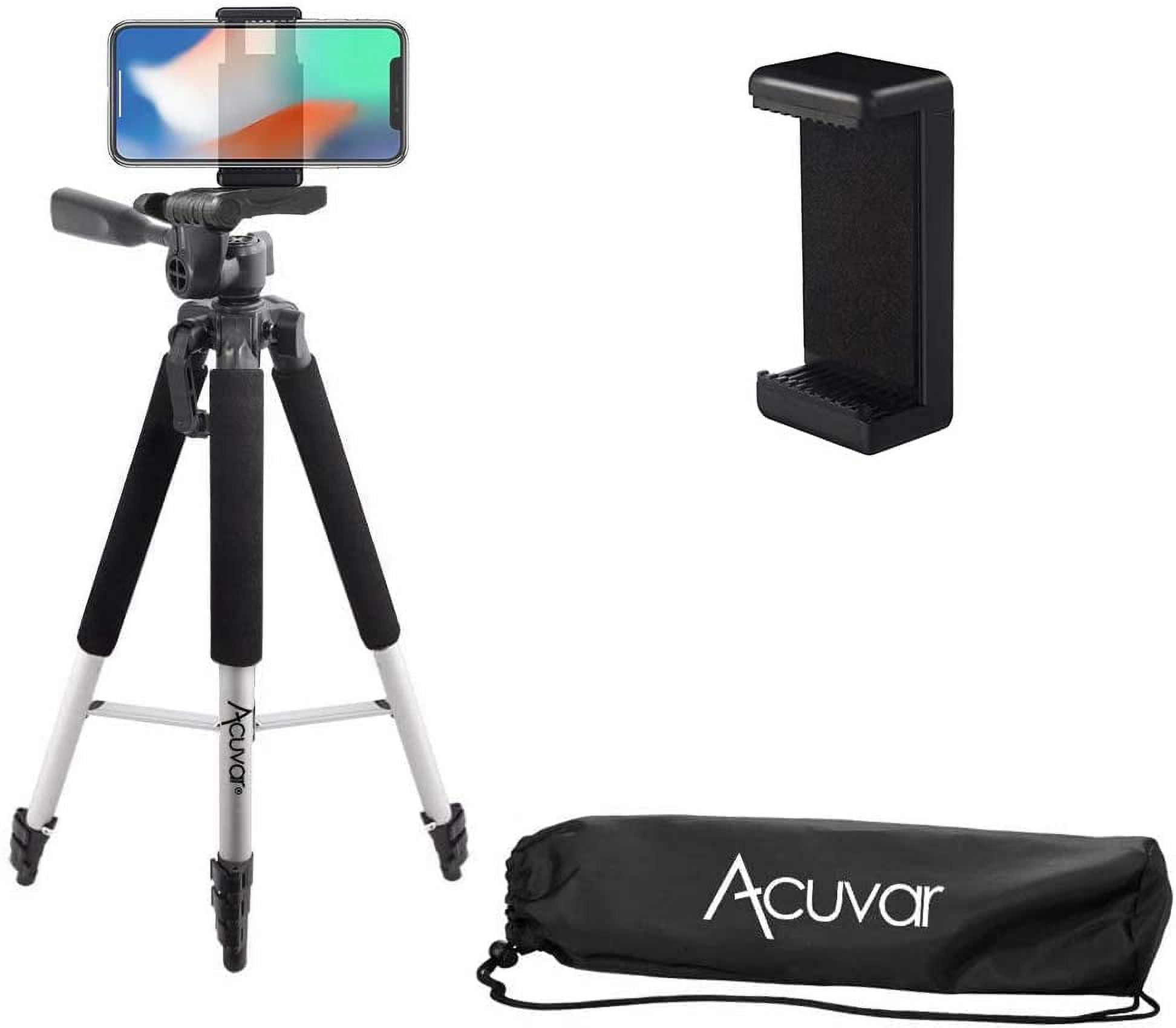 Acuvar 57" inch Pro Series Tripod and Acuvar Universal Smartphone Mount for All iPhone and Android Smartphones