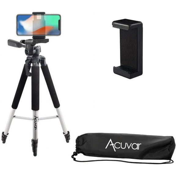 Acuvar 57" inch Pro Series Tripod and Acuvar Universal Smartphone Mount for All iPhone and Android Smartphones