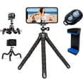 thumbnail image 1 of Acuvar 6.5" Flexible Tripod with Universal Mount for All iPhones, Samsung phones and Many Other Smartphones with Bluetooth Remote Shutter, 1 of 9