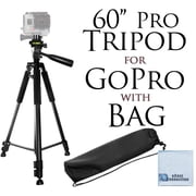 Acuvar 60" Action Camera Tripod with GoPro mount, Aluminum Stand with 3-way head and Carry case