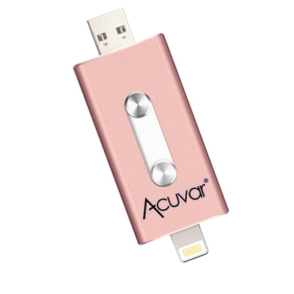 Acuvar 64GB Mobile USB Flash Drive for i-Phone, i-Pad and Most USB Enabled Devices for Data Transfer and Backup (Rose Gold)