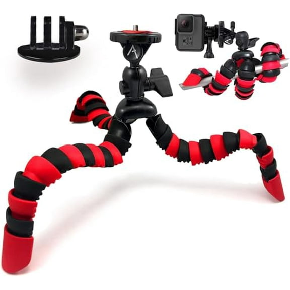 Acuvar 8" Inch Flexible Tripod w/Wrapable Legs Quick Release Plate Great for All GoPro Hero Cameras + Tripod Mount