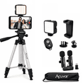 thumbnail image 1 of Acuvar Vlogging Kit For iPhone Android And Cameras With Wireless Microphone, 50 Inch Tripod, LED Light And Remote For Streaming And Content Creation, 1 of 9