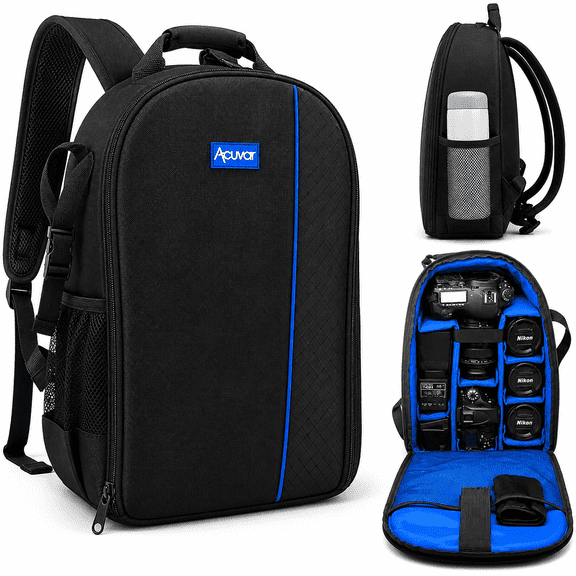 Acuvar BPACK03 Padded Backpack with Customizable Interior Padding and Rain Cover for SLR/DSLR Cameras, Action Digital Cameras, Drone & More Photography Accessories