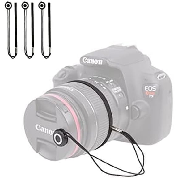 Acuvar Camera Lens Cap Keeper Holder with Elastic String Anti-Loss. Compatible with Canon, Nikon, Sony, Panasonic, Fujifilm, Pentax, Sigma DSLR SLR Evil Mirrorless Cameras Video Cameras (3 Pack)