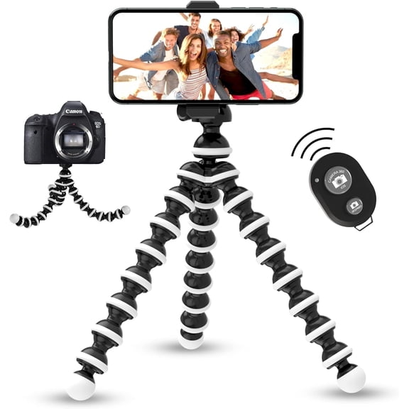 Acuvar Flexible Phone Tripod With Remote, Bendable Smartphone Tripod For iPhone And Android, Vlogging And Streaming