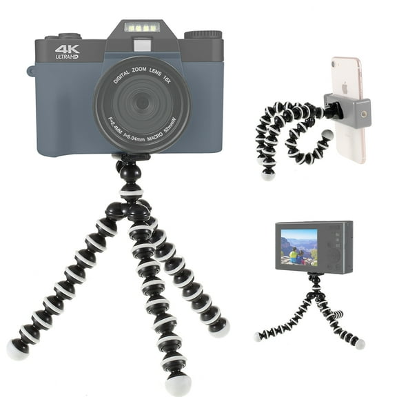 Acuvar Octopus Flexible Tripod w/ Quick Release Plate, 10" ABS, for DSLR Cameras, Black