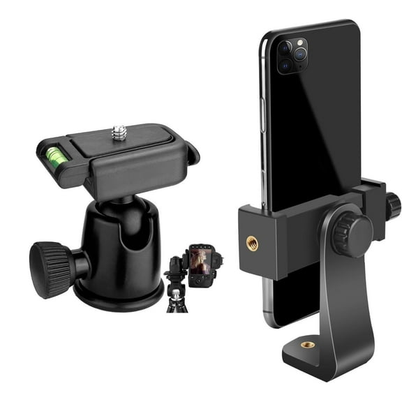 Acuvar Rotating Cell Phone Tripod Mount Adapter with Tripod Quick Release Ball Head 360° Rotatable for Universal Smartphone Samsung Galaxy iPhone Holder for Tripod Selfie Stick Monopod