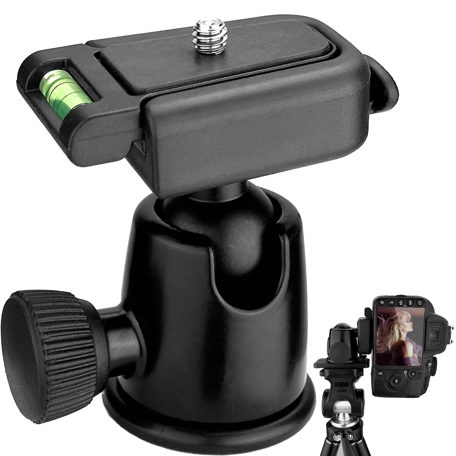 Acuvar Tripod Ball Head with Quick Release Plate, Bubble Level and 360