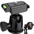 Acuvar Tripod Ball Head with Quick Release Plate, Bubble Level and 360