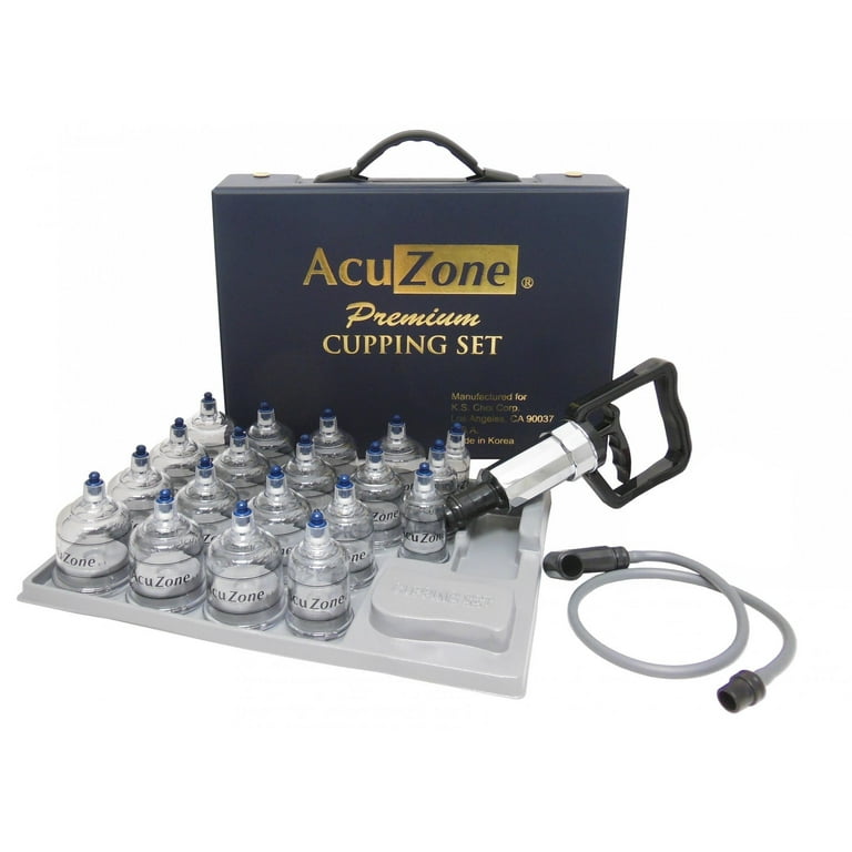 Acuzone Cupping Set, 19 Plastic Cups with Hand Pump, Multiple