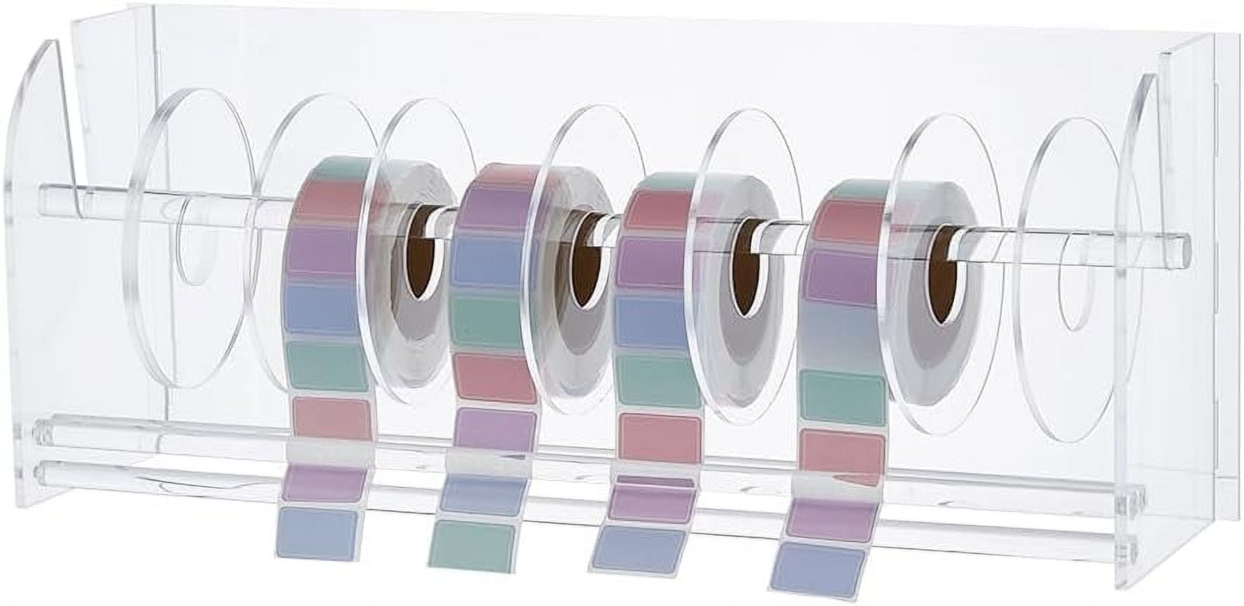 Acylic Label Dispenser Adjustable Sticker Roll Holder with 8 Disks Clear Label Roll Holder Tape Dispenser Acrylic Sticker Dispenser Roll Holder for Holding Sticker Label diy