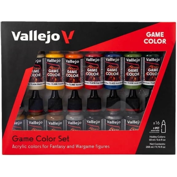 Vallejo - Game Color Introduction Set | Starter Set for Fantasy and Wargame Figures | 16 Bottles x 18 ml (0.60 fl.oz.)