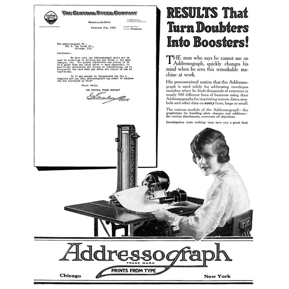 Ad Addressograph 1919. Namerican Advertisement For The Addressograph 1919. Poster Print by (18 x 24)