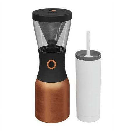 Ad-N-Art Portable Cold Brew Bronze + 20 oz Double Wall Stainless Steel Vacuum Insulated Sippy White Combo