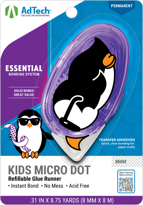 Ad Tech Microdot Kids Penguin Clear Glue Runner, 1 Each (8.75 Yards, 6 oz)