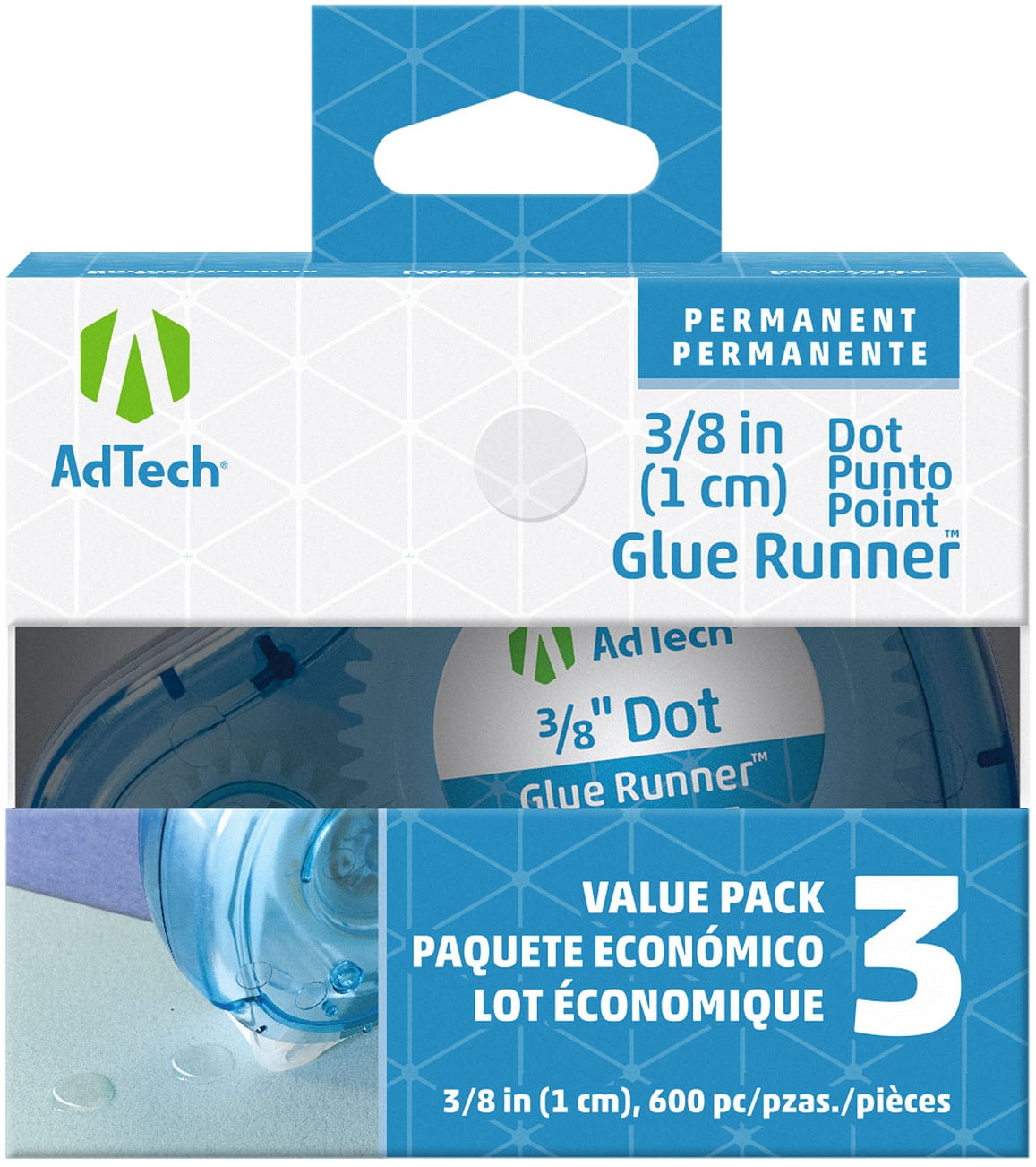 Ad-Tech Permanent Glue Dots 3/Pkg-Clear .375"